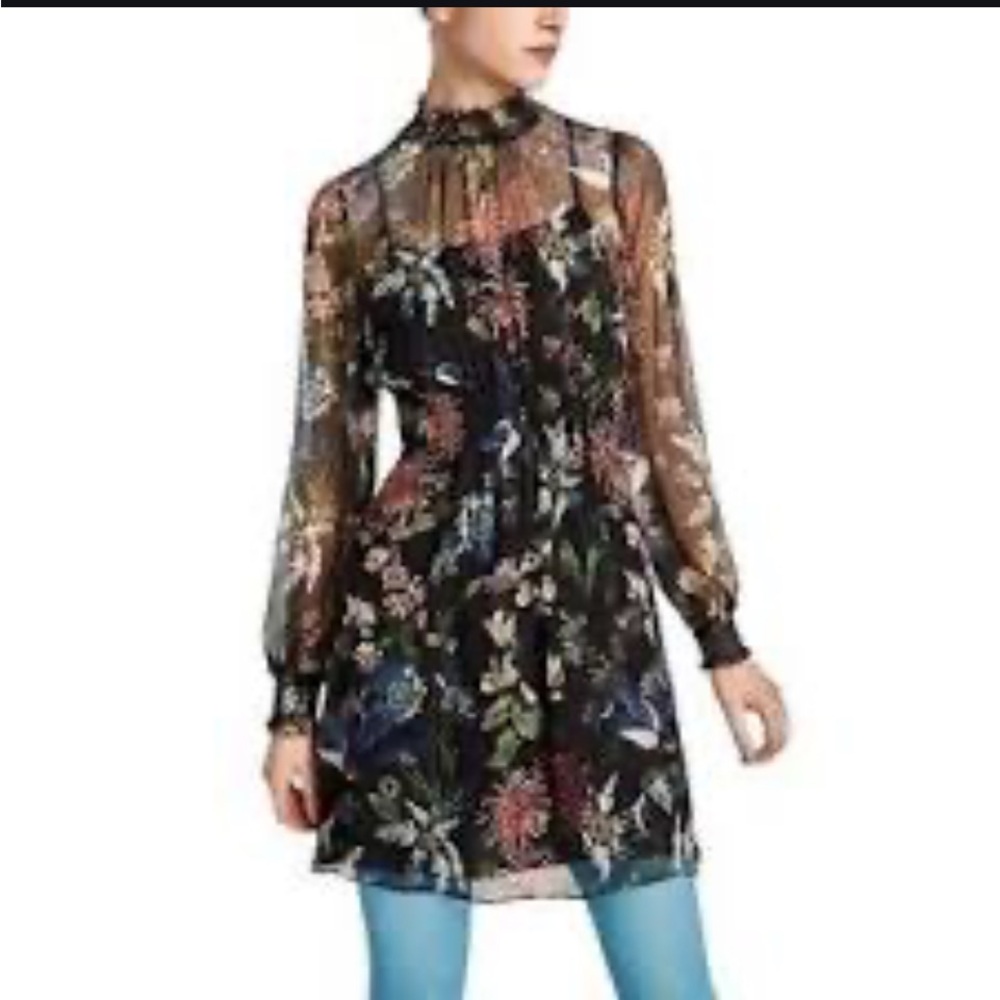 ZARA Basic sz XS sheer lined floral dress